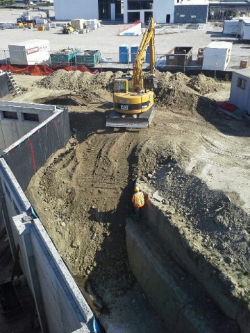 Backhoe on construction project